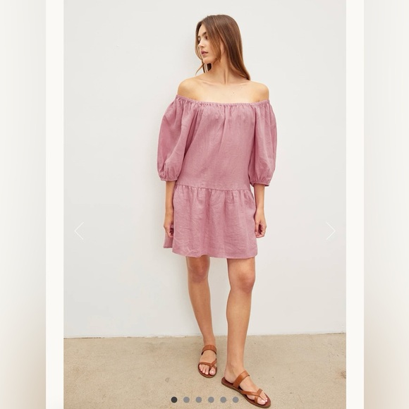 $248 New Pink Velvet by Graham & Spencer “Irina” Linen Dress Sz Small - Picture 2 of 11